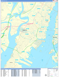 Jersey City Wall Map Basic Style 2024